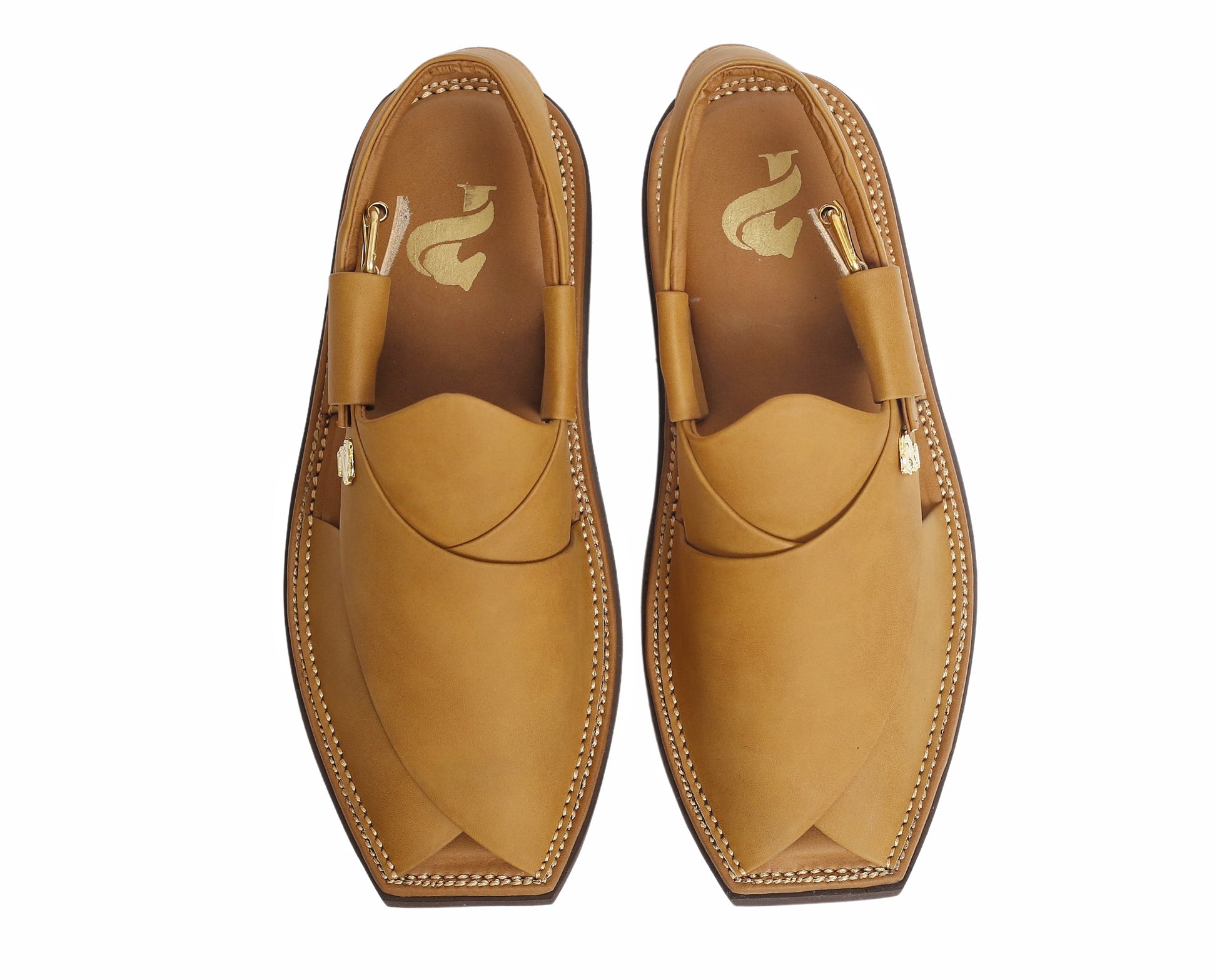 Top angle showing shape of Air Kaptaan Superlight Chappal – Mustard Road Sole by Pukhtuns