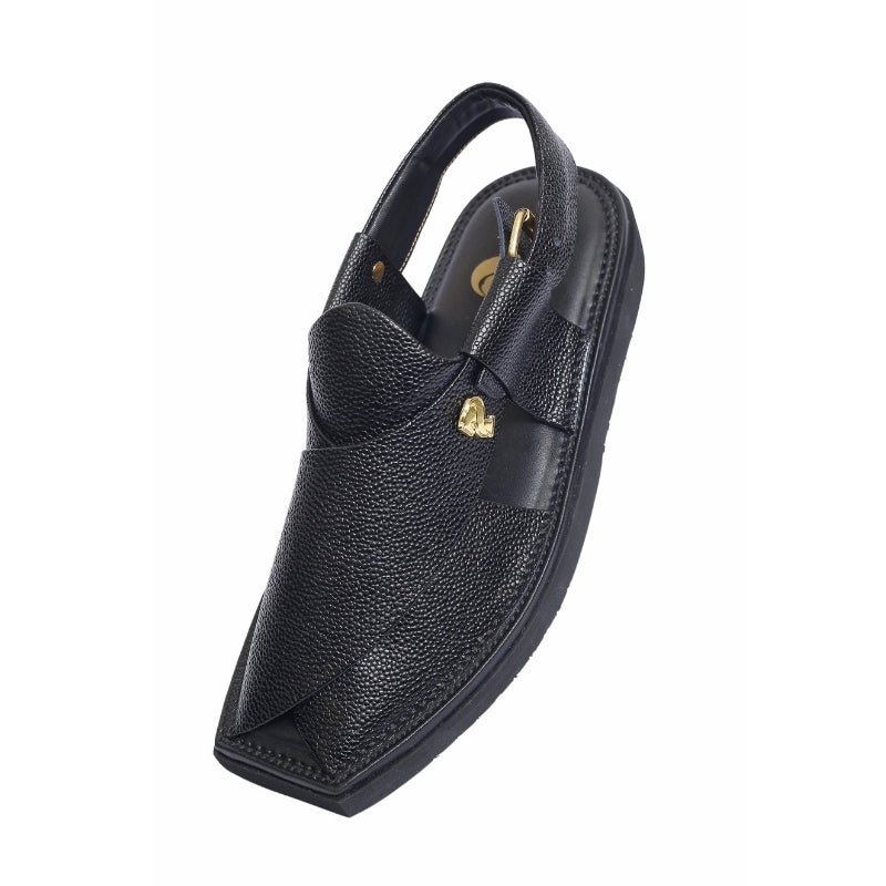 Top view of Black Kaptaan Chappal Handmade