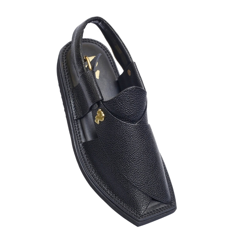 Top view of Black Kaptaan Chappal Handmade