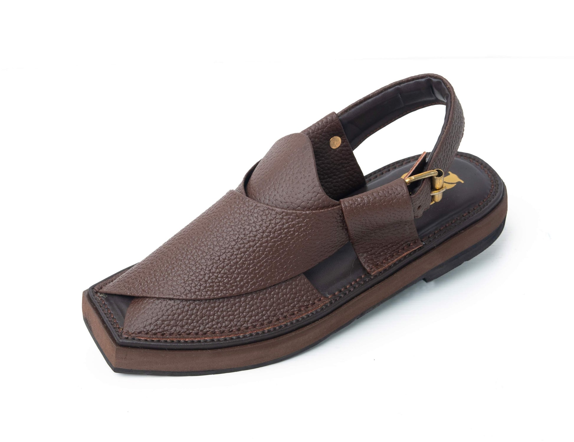 Top view of Executive Brown Kaptaan Chappal with dotted leather