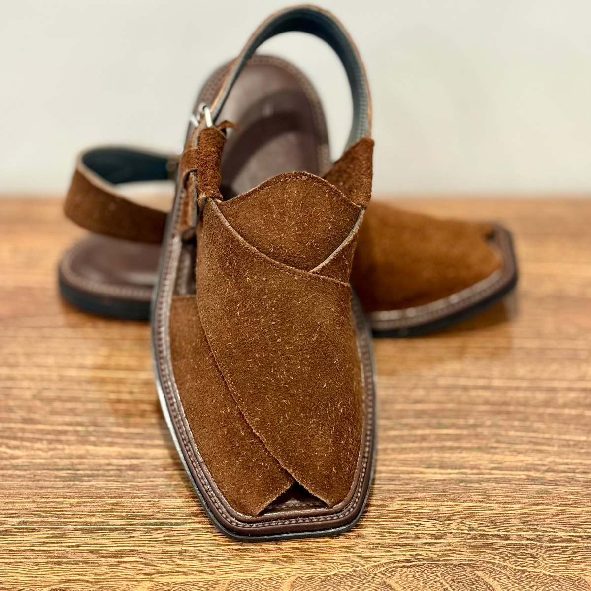 Suede leather brown Peshawari chappal
