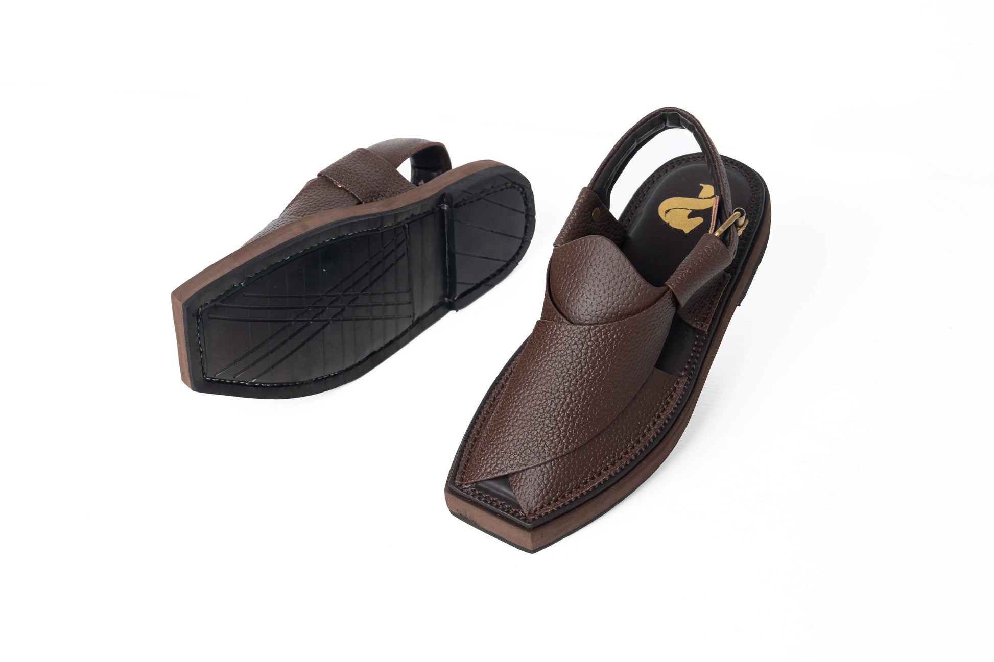 Back adjustable strap of Executive Brown Kaptaan Chappal