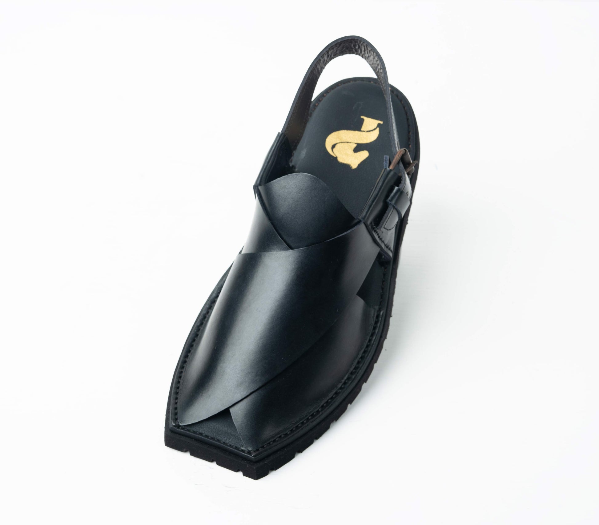 Handmade Peshawari chappal in black leather