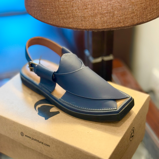 Kaptaan Chappal Matt Blue Edition in luxury packaging