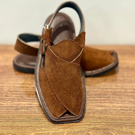 Suede leather brown Peshawari chappal