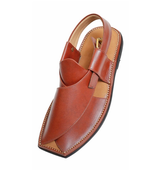 Front view of T Shape Slim Kaptaan Chappal Shiny Burgundy Edition by Pukhtuns